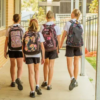 Feature - Girl Junior High School Students Arriving at School_0