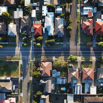 Suburban homes and streets in Victoria Australia.